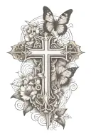Christian cross and butterfly tattoo design idea