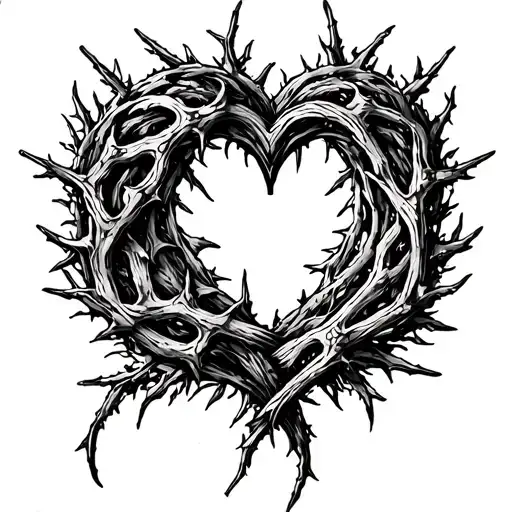 heart and thorn wreath tattoo design idea
