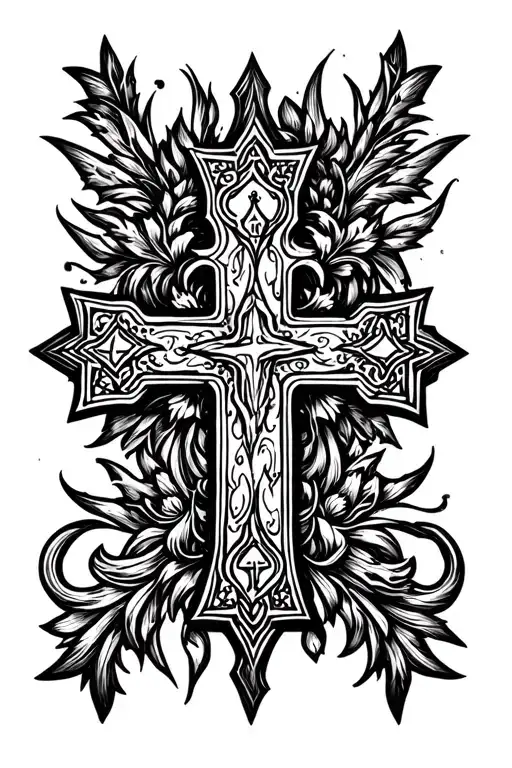 Russian orthodox cross tattoo design idea