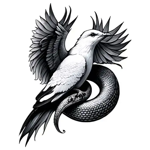 Dove and Serpent tattoo design idea