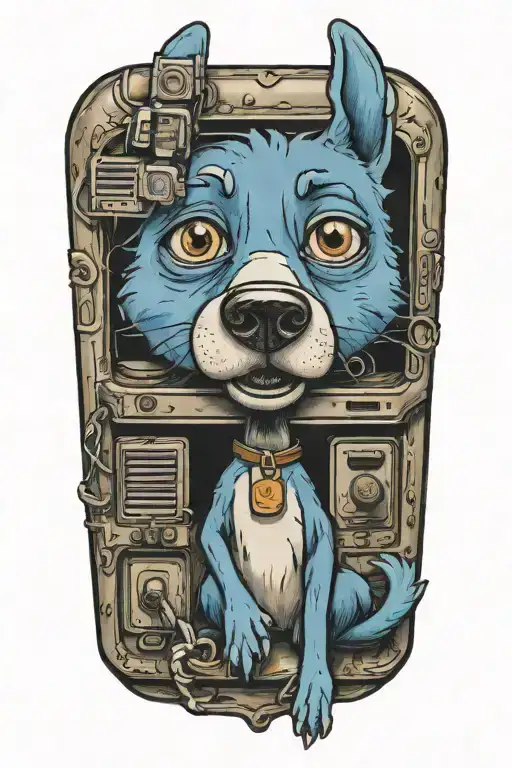 metal bluey tv show tattoo design idea