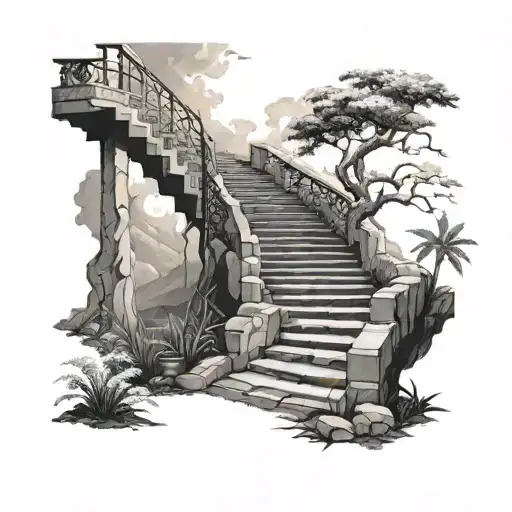 stairs going into heaven tattoo design idea