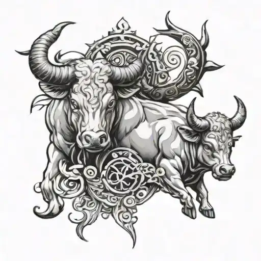 taurus and pisces mixed together  tattoo design idea