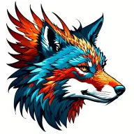 phoenix background wolf head emerging tattoo design idea