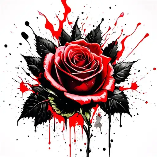 burning rose intertwined tattoo design idea