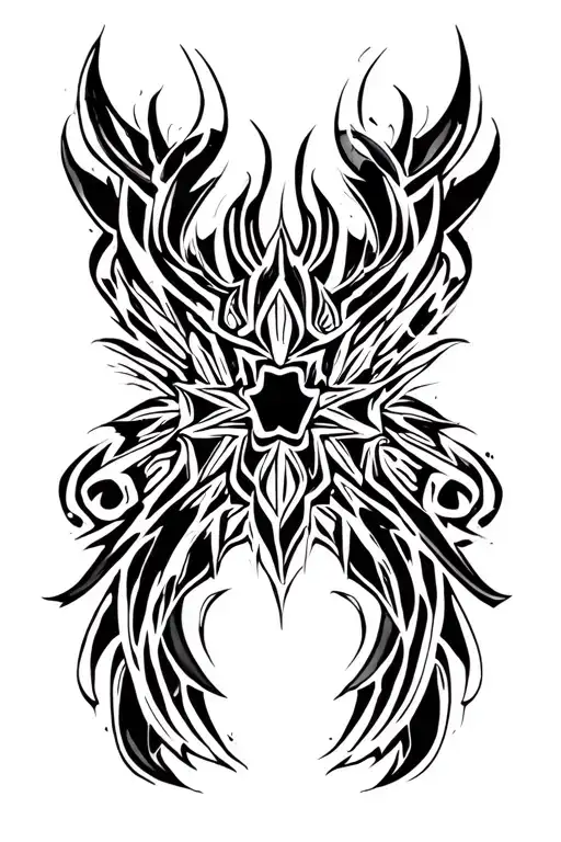 symmetrical abstract neo tribal style tattoo design idea