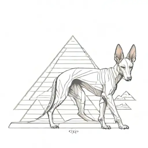 pharaoh hound dog and a pyramid tattoo design idea