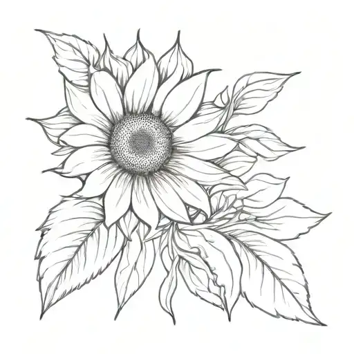 sunflower and Peruvian lily flower tattoo design idea