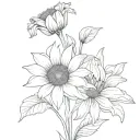 sunflower and Peruvian lily flower tattoo design idea