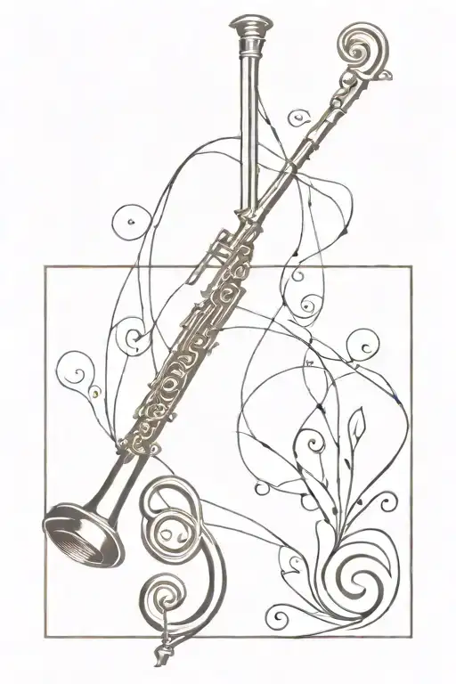 flute and gclef tattoo design idea