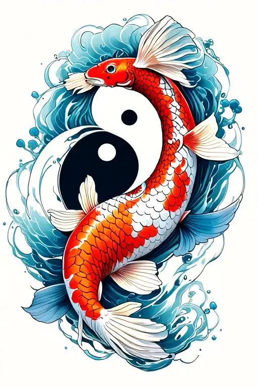 koi fish with ying yang tattoo design idea
