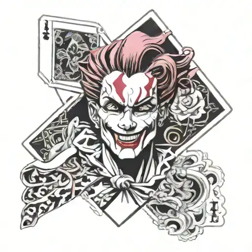 hisoka face split between playing cards tattoo design idea