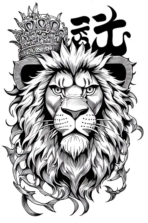  one piece anime and the lion is king by his own self in sanskrit tattoo design idea