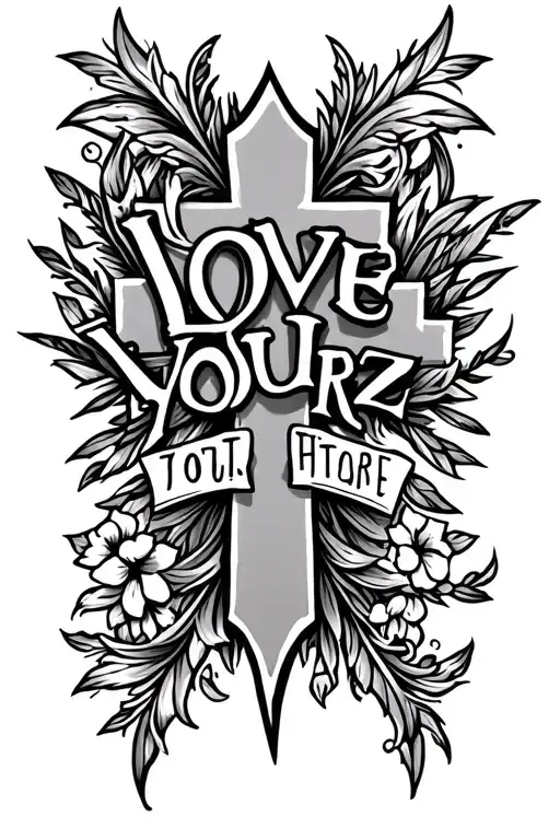 The words LOVE YOURZ written as a cross tattoo tattoo design idea