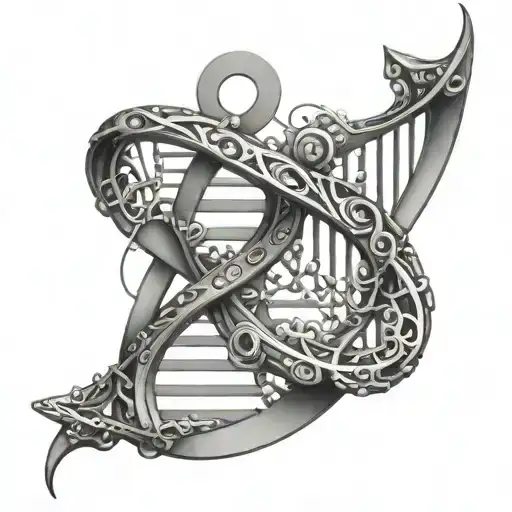 An intricate DNA double helix symbolizing the origins of life tattoo design idea