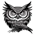 Here’s a vivid chest tattoo concept:The left side showcases an owl with piercing, narrowed eyes and flared feathers, a tattoo design idea
