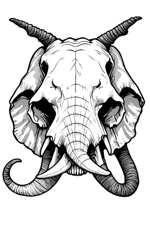 half elephant skull tattoo design idea
