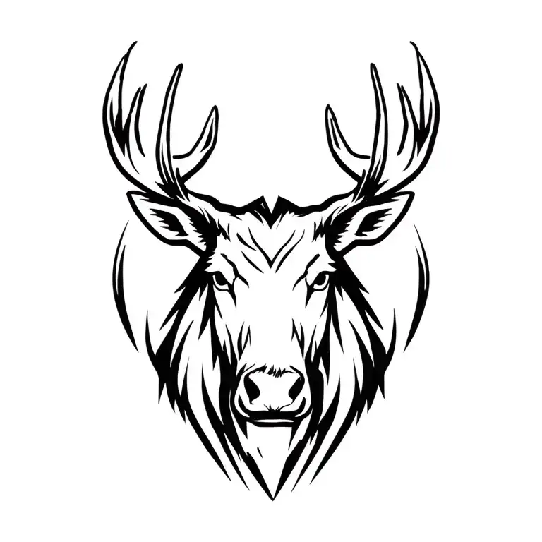 guerrier moose head transitioning tattoo design idea