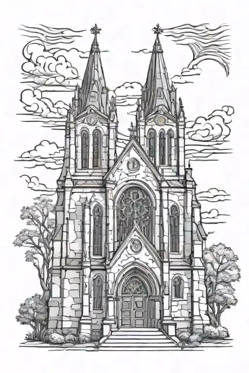 gothic church tattoo design idea