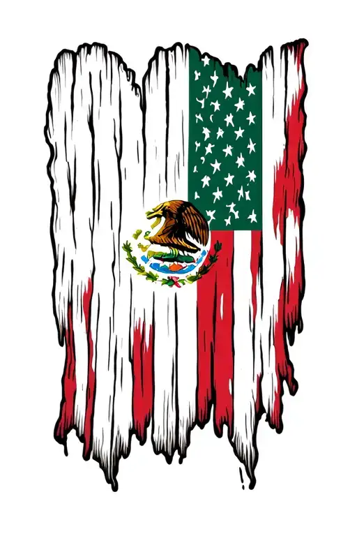 Mexican flag incorporated within American  tattoo design idea