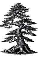 Bonsai tree with dead branch pine tree tattoo design idea