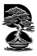 Bonsai tree with dead branch pine tree tattoo design idea