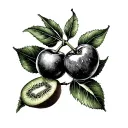 kiwi and cherry fruit tattoo design idea