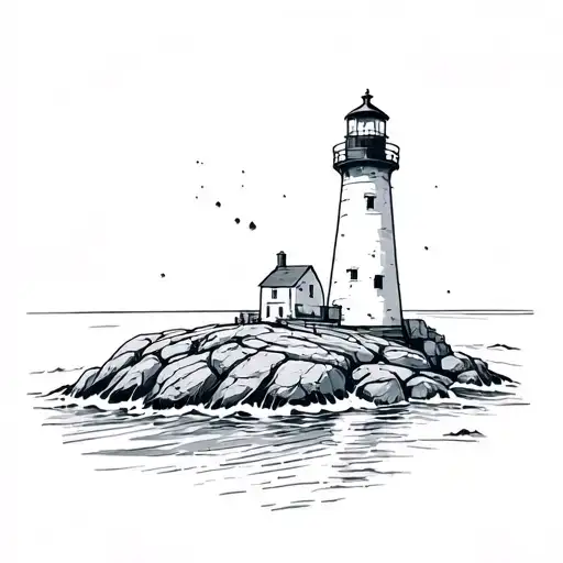 Lighthouse rocks sea tattoo design idea