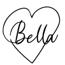 name bella in cursive diagonal in simple heart shape tattoo design idea