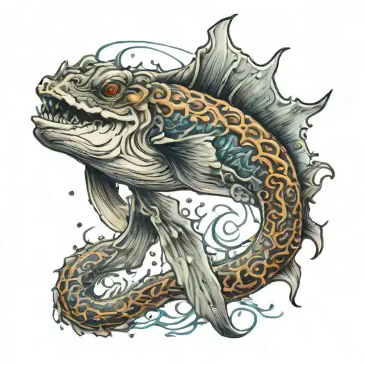 killer sea creatures tattoo design idea