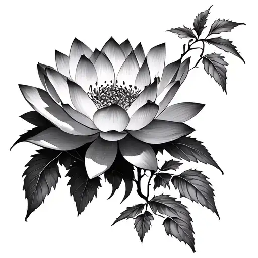 lotus fine Li e with hemlock tree tattoo design idea