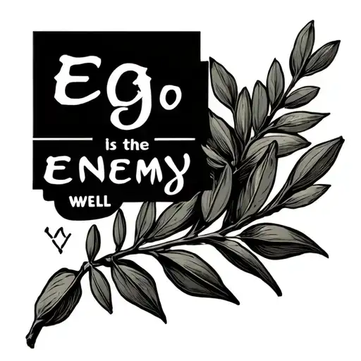 olive branch with "ego is the enemy very well tattoo design idea
