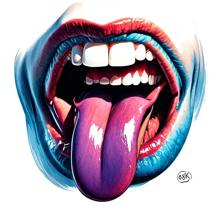 mouth with tongue sticking out  tattoo design idea