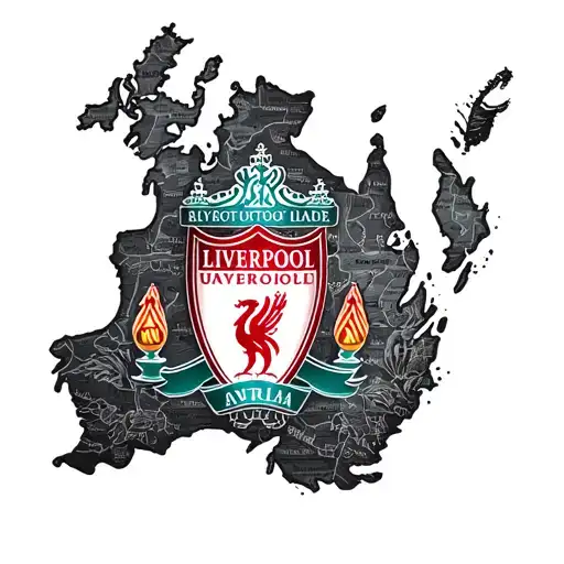 map, Liverpool FC, Australia, England theme tattoo design idea