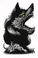 wolf with welsh dragon include fire & the ocean tattoo design idea