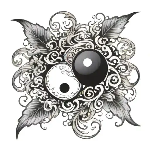 yin yang quantum entanglement tattoo design idea