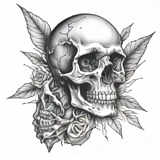 hand to middle forearm sleeve, Skull on hand, diamond on forearm tattoo design idea