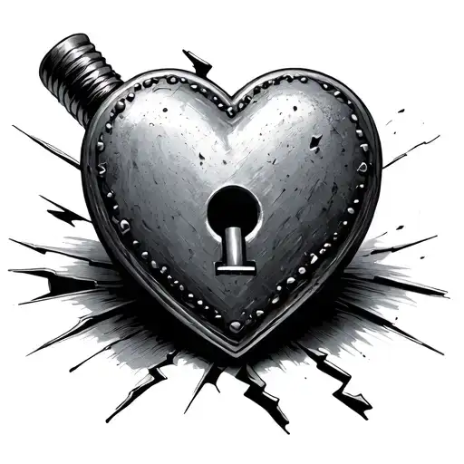 heart shaped padlock that's broken  tattoo design idea