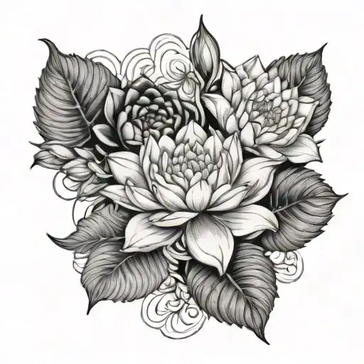 Carnation And Water Lily tattoo design idea