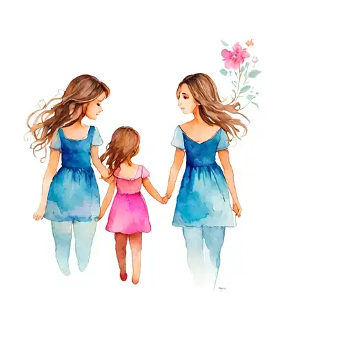 mother and two daughters matching tattoos tattoo design idea