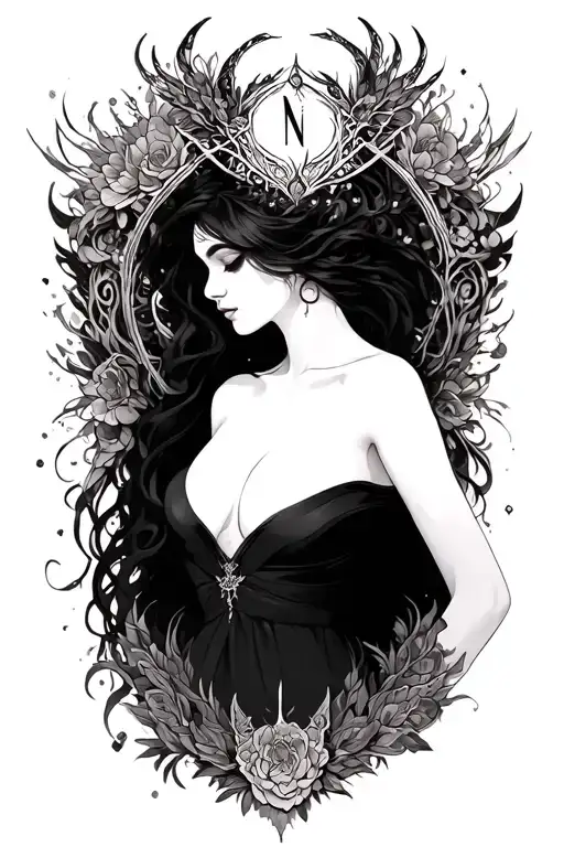 nyx goddess tattoo design idea