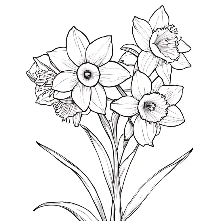 daffodils intertwined tattoo design idea