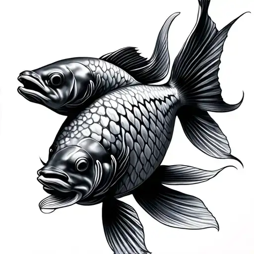 coy fish with shadow tattoo design idea