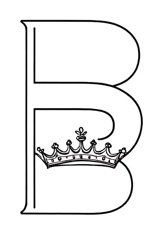 letter B with crown tattoo design idea