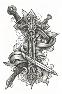 nail cross with sword on top tattoo design idea