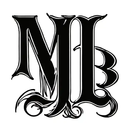 letter mb written in cursive writing tattoo design idea