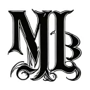 letter mb written in cursive writing tattoo design idea