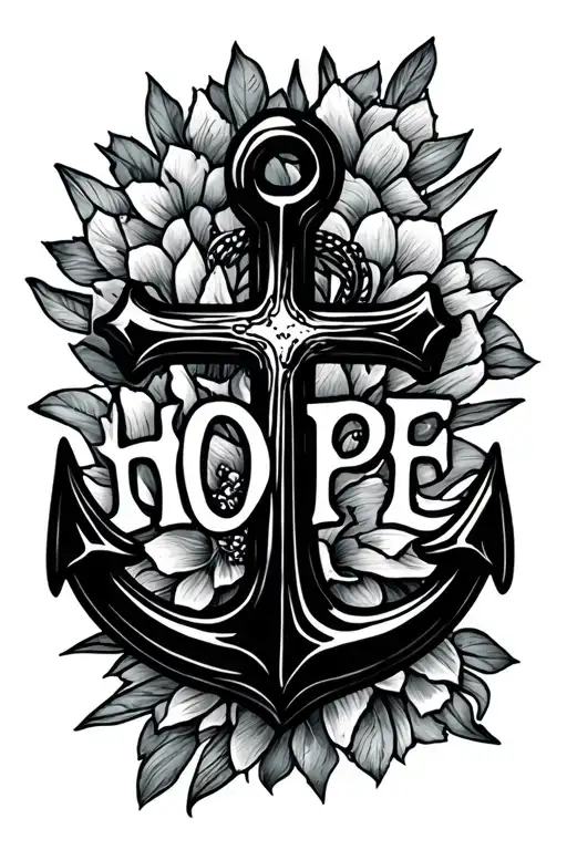 "HOPE" anchor cross tattoo design idea