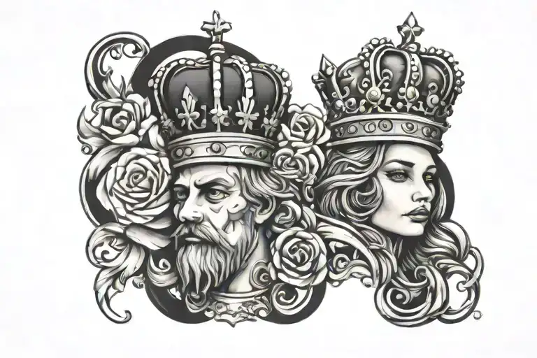 king queen crown tattoo design idea