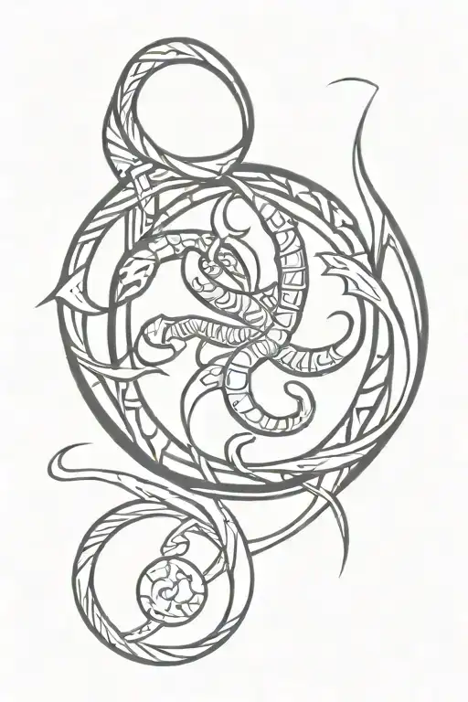 scorpio symbol leo symbol and libra symbol intertwined tattoo design idea